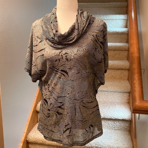 The Limited Black & White Sheer Cowlneck Top - M - Picture 1 of 5